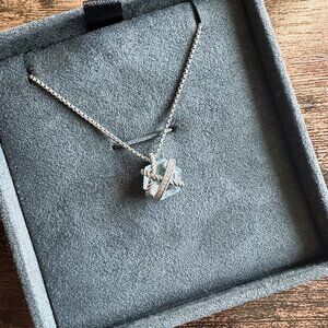 David Yurman Cable Wrap Necklace in Sterling Silver w/ Blue Topaz & Diamonds